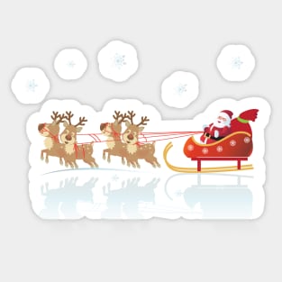 Winter Holiday Fairy Tale Santa Clous and Reindeer Sticker